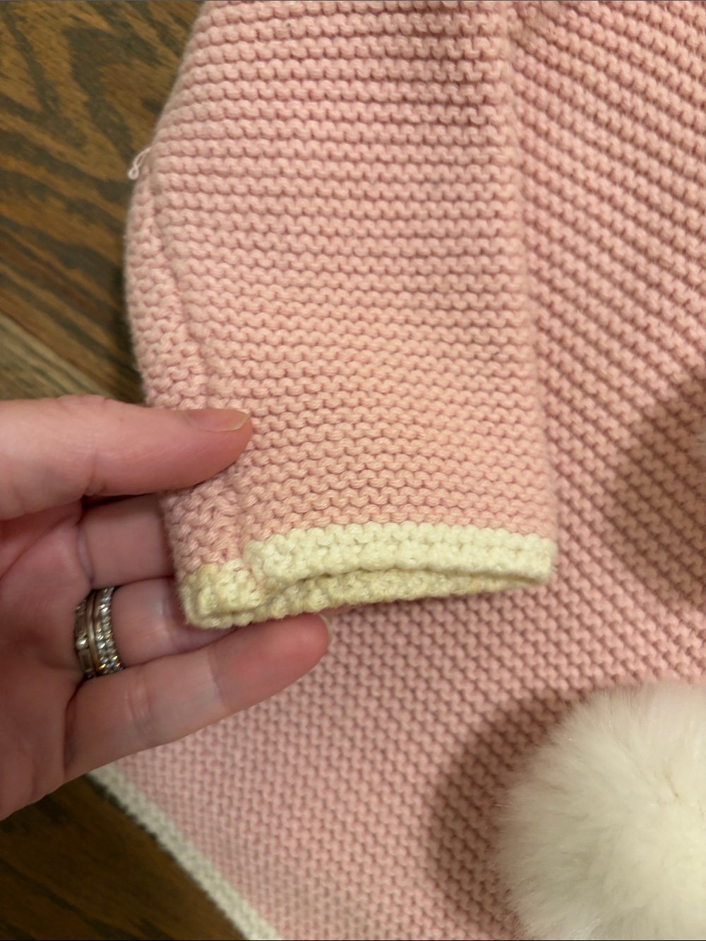 Elegant Baby Pink Hooded Pom-Pom Knit Cardigan 12months GUC - Picture 5 of 6